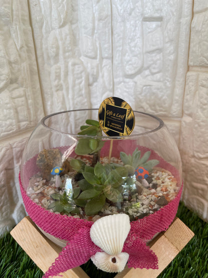 GL59 - Round Terrarium with wooden stand