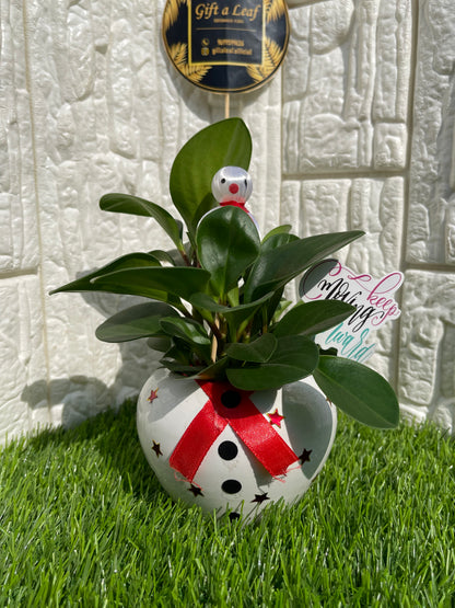 GL118 - White Ceramic Snowman Pot