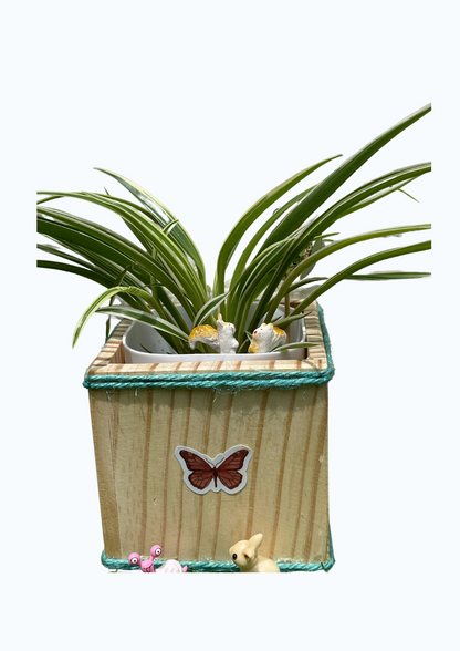 GL79-Wooden Pen Stand with Planter