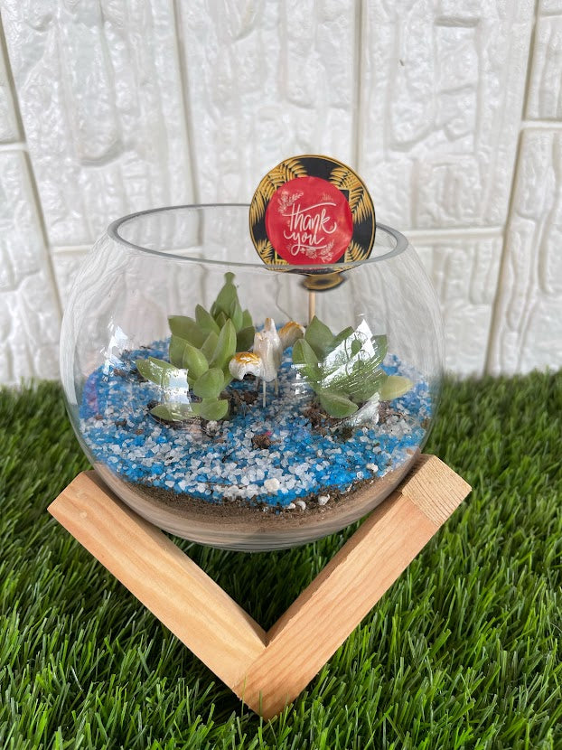 GL61- Round Sea Terrarium (with wooden stand)